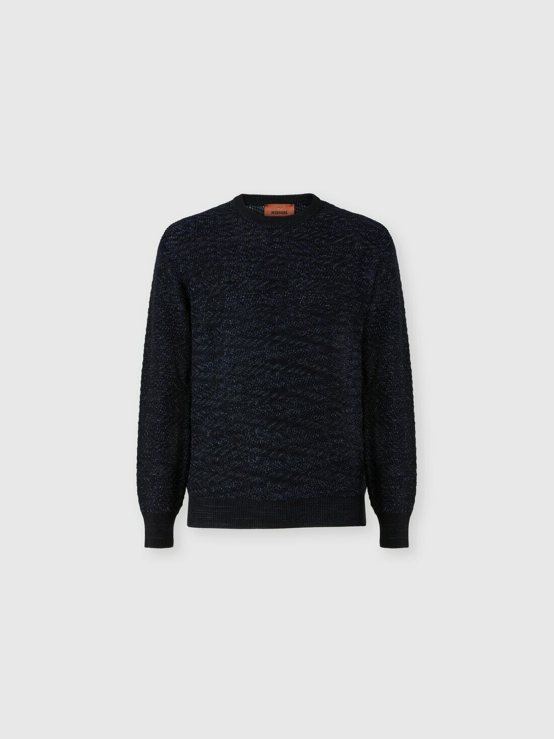 Missoni - Wool and viscose zig zag crewneck pullover, Men, Blue
