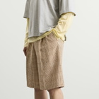 AMI Paris Men's Prince of Wales Check Tailored Short in Caramel/Blanc Creme