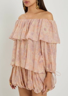 Chloe Floral-print Silk top Pink
