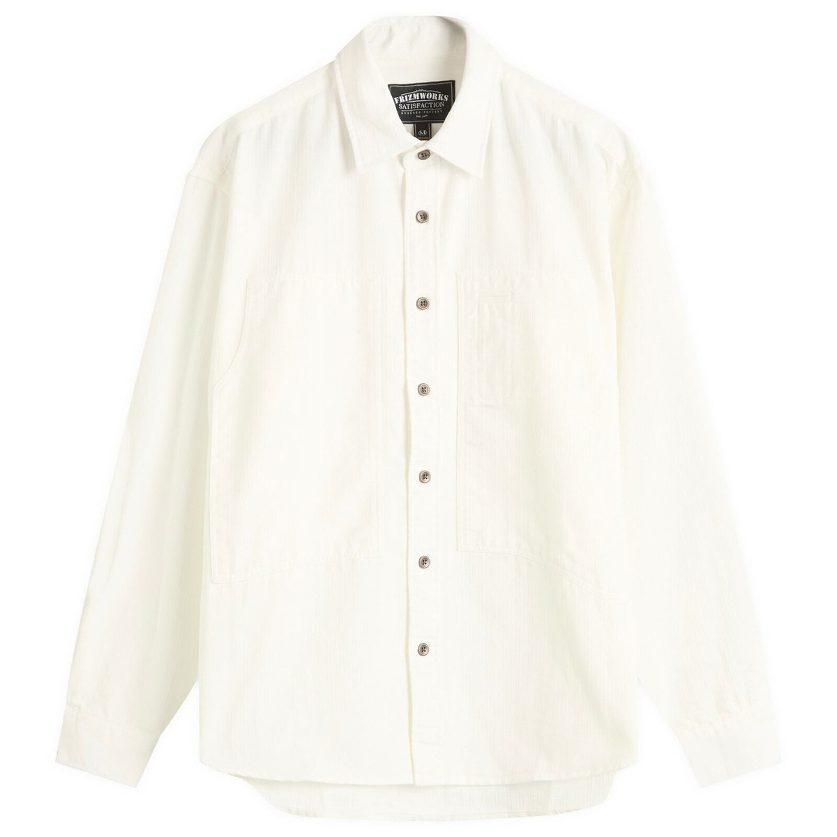 FrizmWORKS Men's Denim Carpenter Pocket Work Shirt in White Hbt