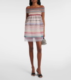 Susan Fang Striped off-shoulder minidress