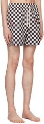 Palm Angels Black & White Damier Swim Shorts