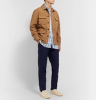 Drake's - Cutaway-Collar Striped Linen Shirt - Blue