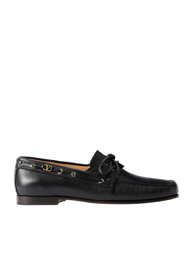 Photo: Valentino Garavani - Logo-Embellished Leather Loafers - Black