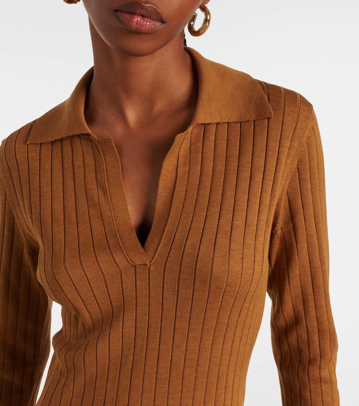 Tod's Ribbed-knit silk and cotton midi dress