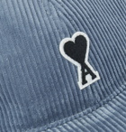 AMI - Logo-Appliquéd Cotton-Corduroy Baseball Cap - Blue