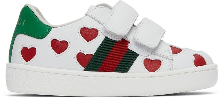 Photo: Gucci Baby White Hearts Ace Sneakers