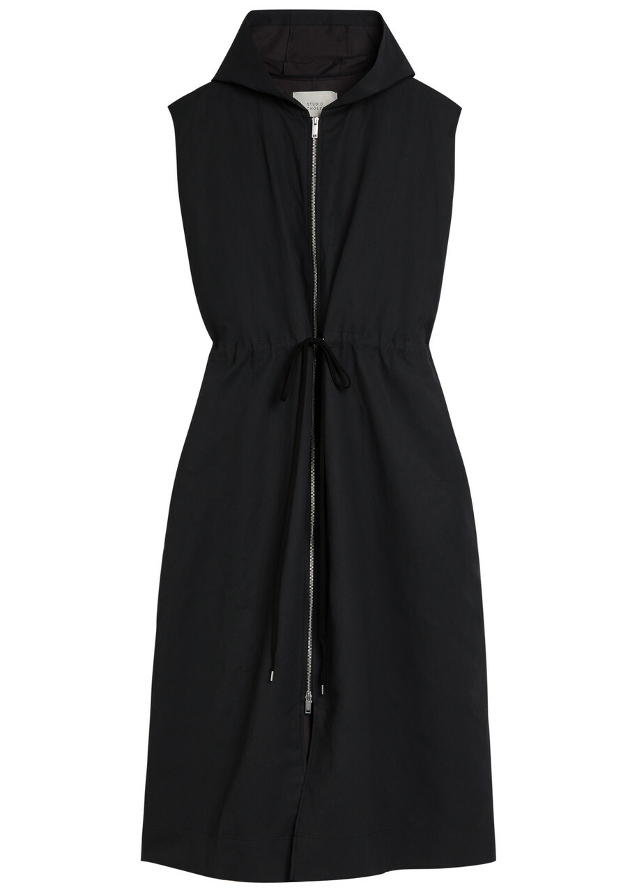 Studio Nicholson Hooded Drawstring Midi Dress Dark Purple