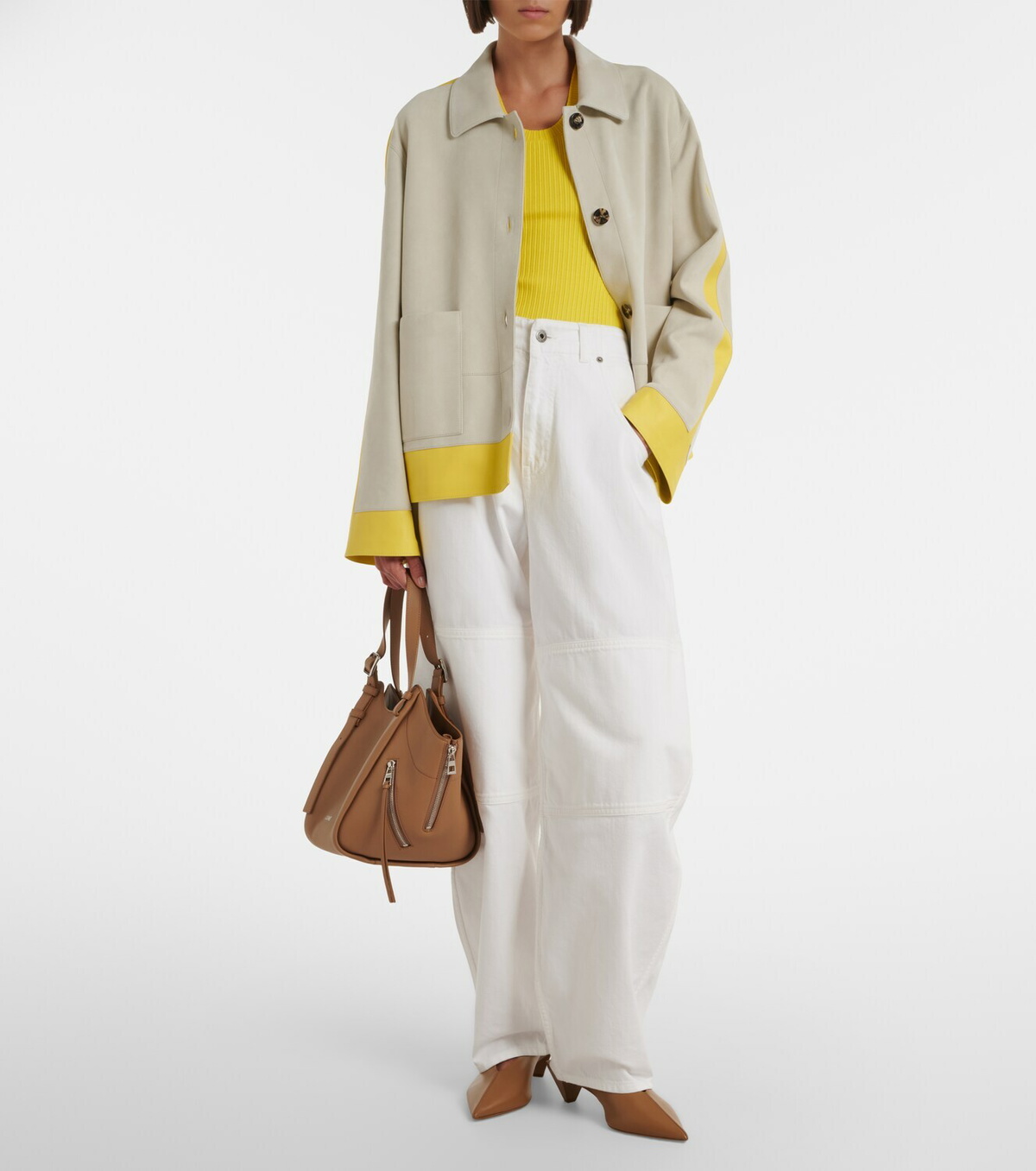 Loewe Origami leather slingback pumps