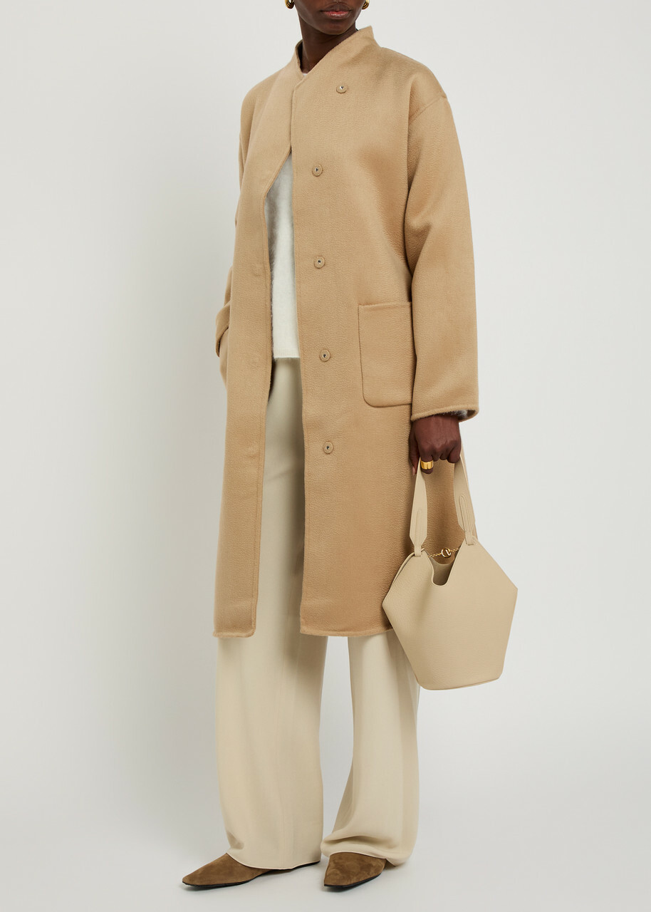 Eileen Fisher Belted Wool Coat Beige