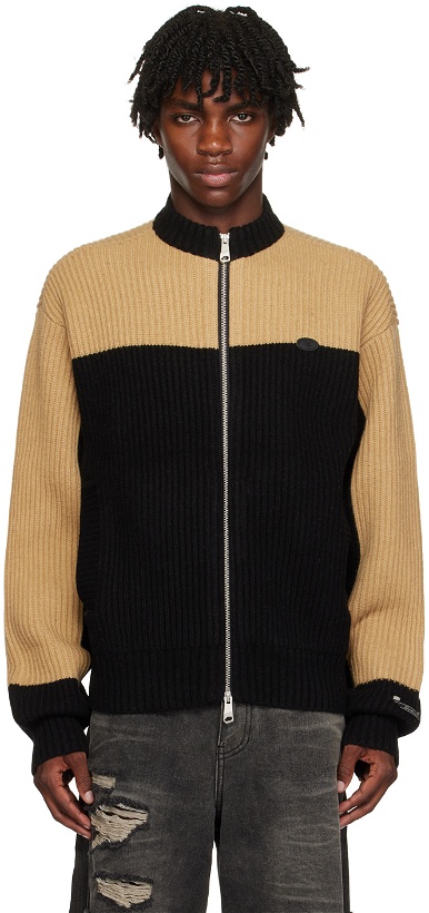 Photo: ADER error Black & Beige Two-Way Zip Sweater