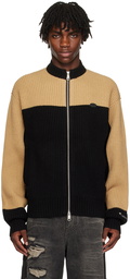 ADER error Black & Beige Two-Way Zip Sweater