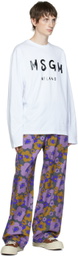 MSGM White Printed Long Sleeve T-Shirt