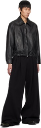 YOKE Black Zip Leather Jacket