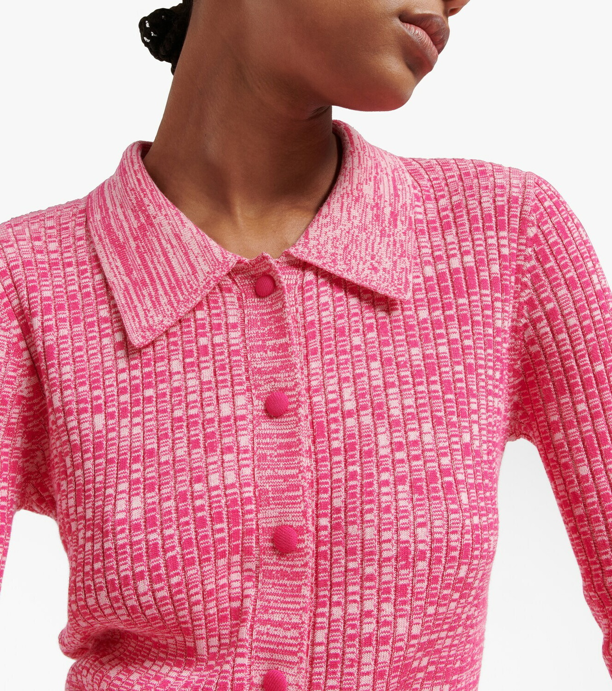 Live The Process - Tuxedo marl ribbed-knit cardigan