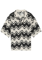 Percival Naples Crotchet-knit Cotton-blend Shirt Ecru