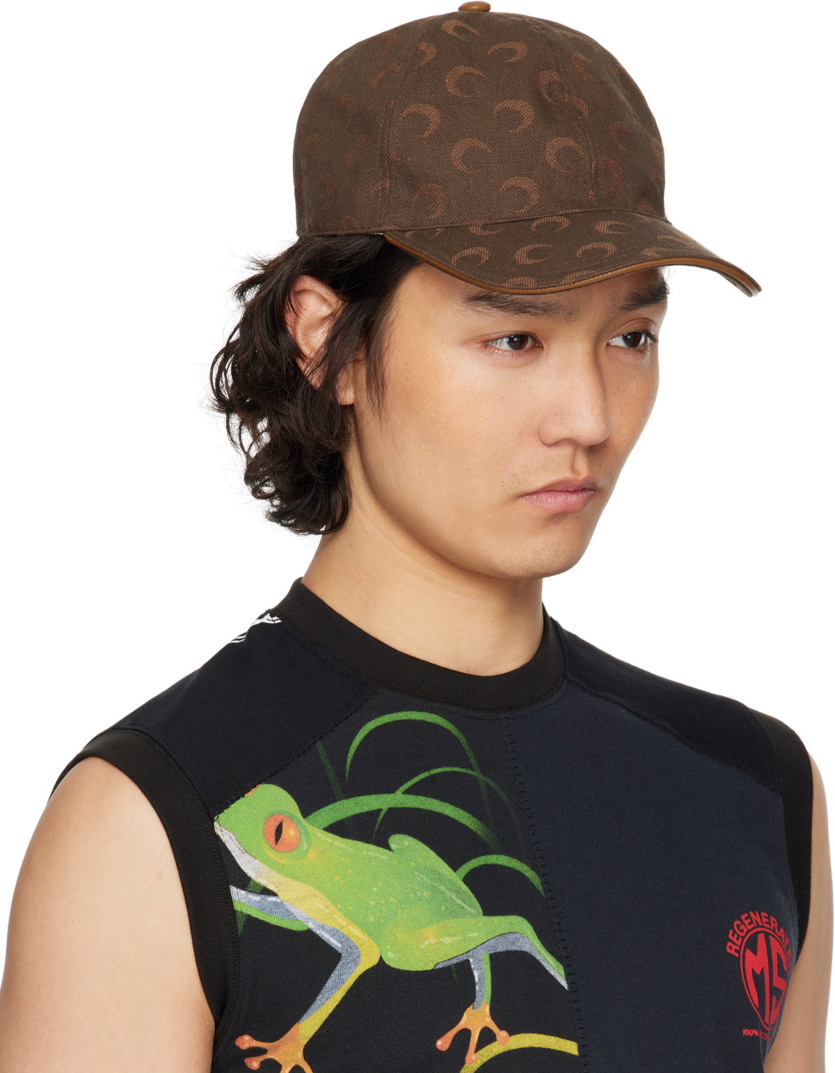 Marine Serre Brown Moon Jacquard Twill Baseball Cap