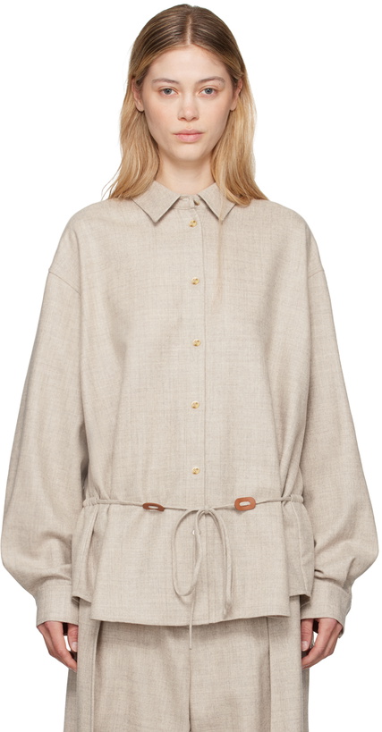 Photo: LE17SEPTEMBRE Beige Wool Drawstring Shirt