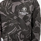 Men's AAPE Now Silicon Badge Camo Crew Sweat in Black (Multi)