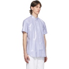 Comme des Garcons Shirt Blue Laminated Poplin Striped Shirt