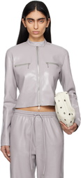 Nanushka Gray Aletta Faux-Leather Jacket