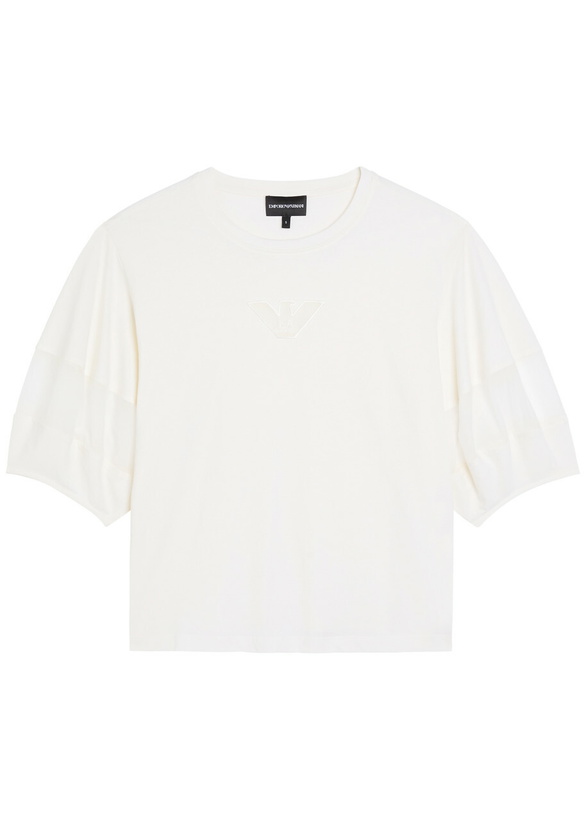 Photo: Emporio Armani Panelled Logo Cotton T-shirt Cream