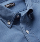 TOM FORD - Slim-Fit Button-Down Collar Cotton and Lyocell-Blend Shirt - Blue