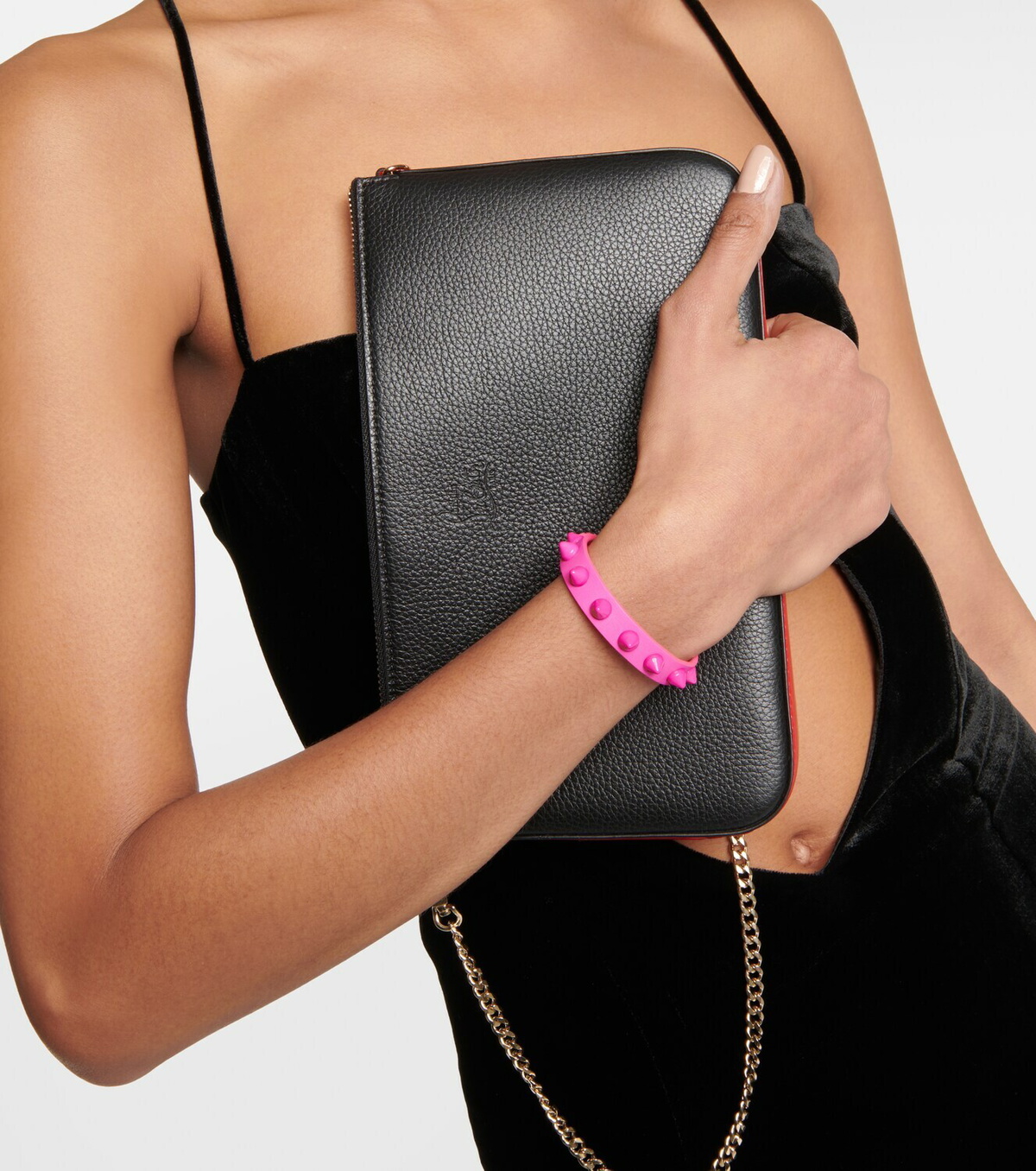 Christian Louboutin Loubilink embellished leather bracelet