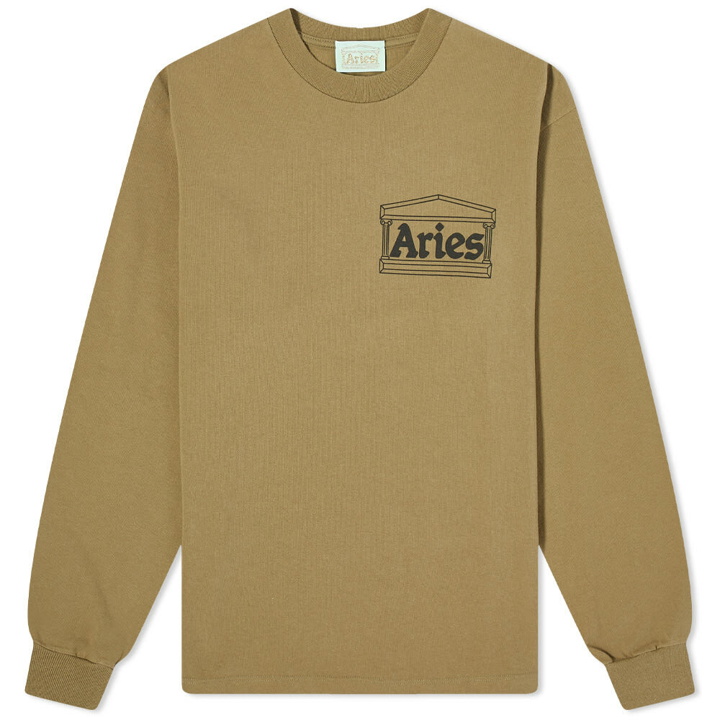 Photo: Aries Long Sleeve Temple T-Shirt in Olive
