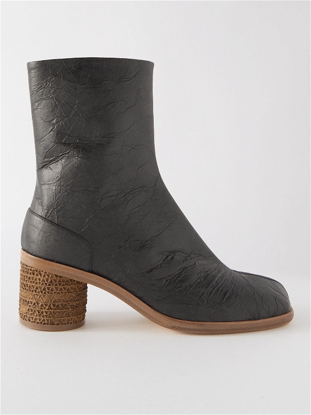 Photo: Maison Margiela - Tabi Split-Toe Textured-Leather Boots - Black