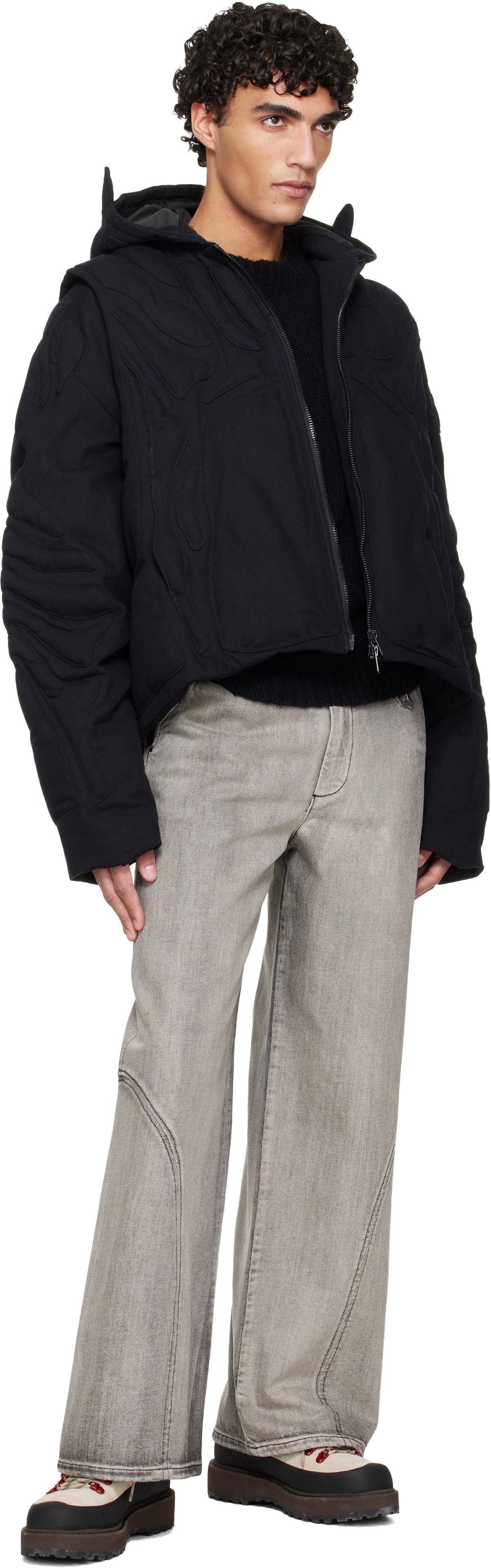 HELIOT EMIL Black Vertebrae Jacket