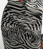 Blumarine Printed sheer mesh midi skirt
