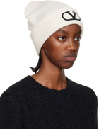 Valentino Garavani Off-White Embroidered Beanie