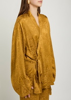 Delos Tao Textured Jacquard Satin Wrap Shirt Bronze