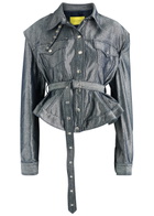 Marques' Almeida Belted Metallic Denim Jacket Silver
