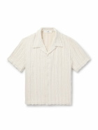 Séfr - Noam Convertible-Collar Striped Bouclé Shirt - Neutrals