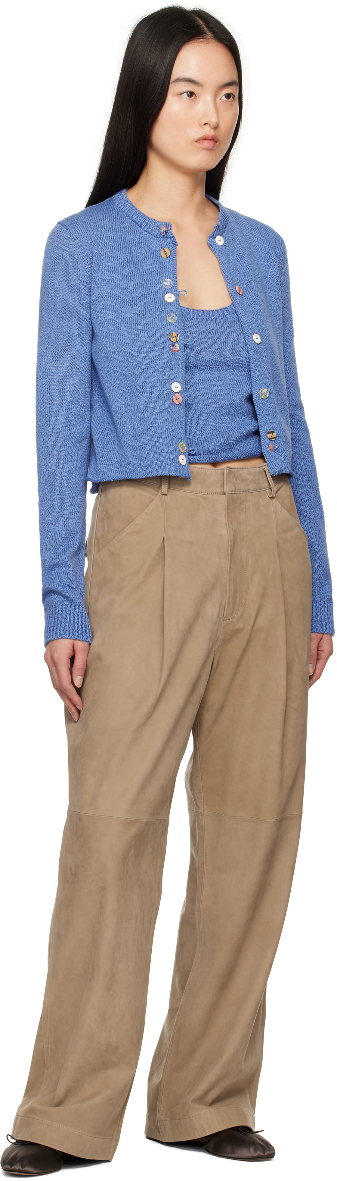 The Elder Statesman Blue Nora Lite Crew Cardigan