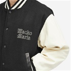 Wacko Maria Men's Gothic Logo Leather Varsity Jacket in Black