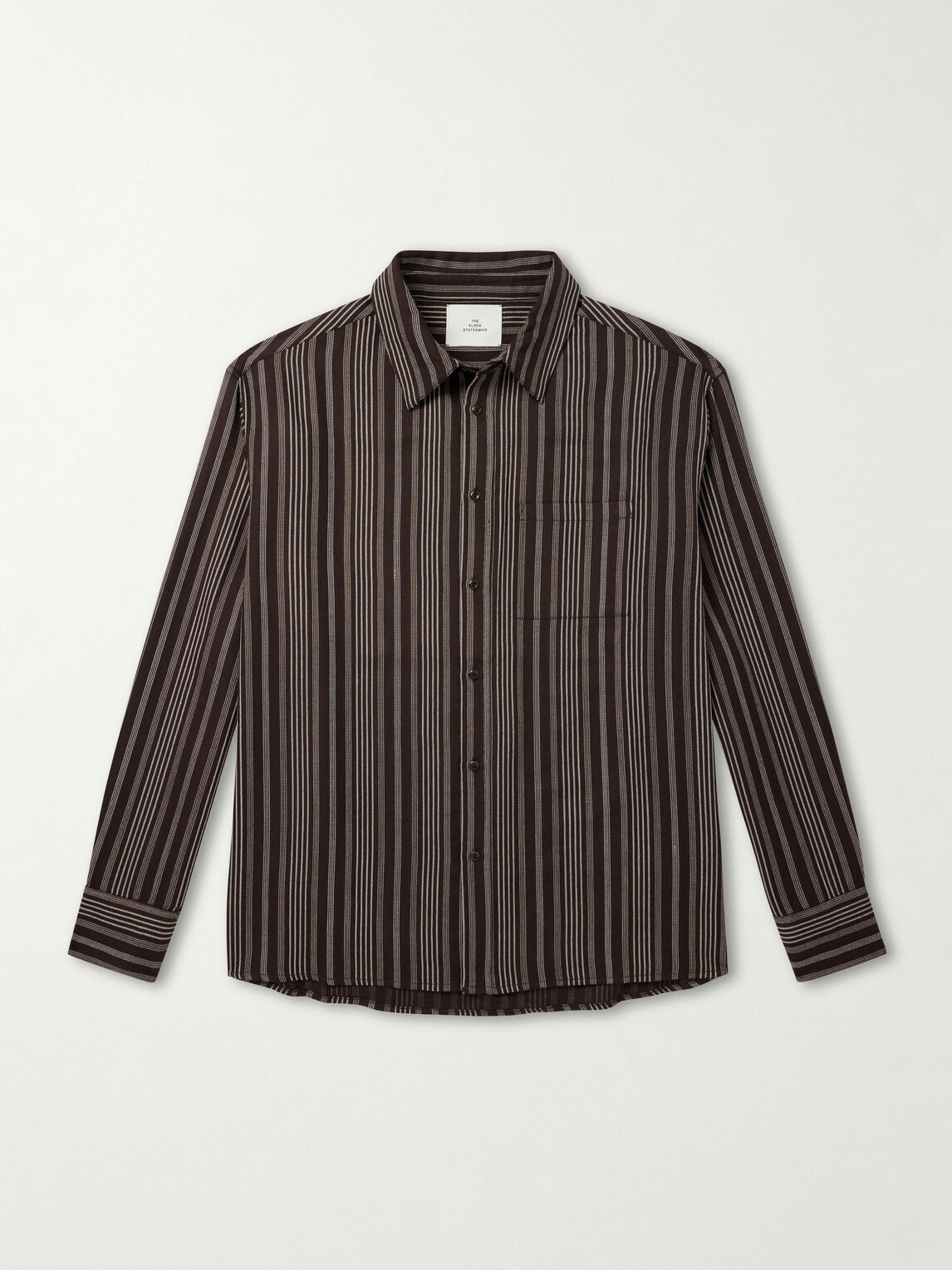 The Elder Statesman - Striped Wool and Cashmere-Blend Shirt - Brown