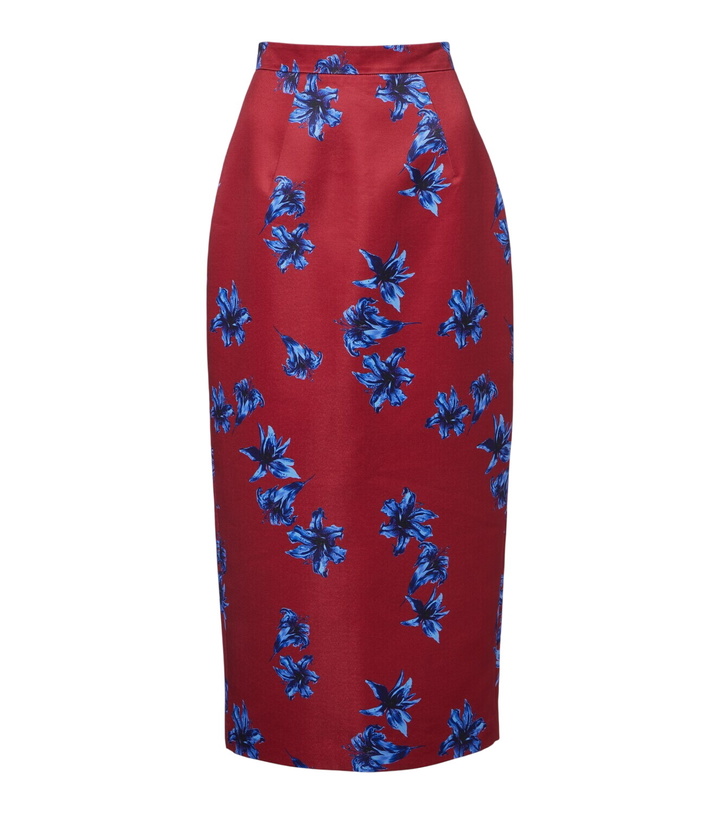 Photo: Emilia Wickstead Lorelei floral duchess satin pencil skirt