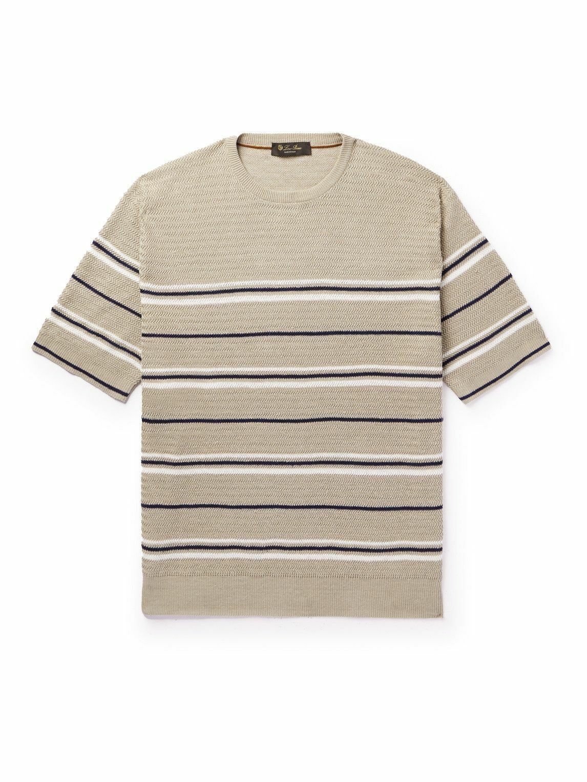 Loro Piana - Striped Herringbone Linen T-Shirt - Neutrals Loro Piana