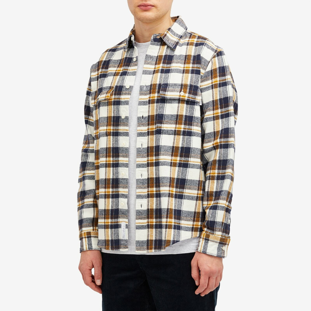 Adsum Men's Classic Plaid Work Shirt in Beige