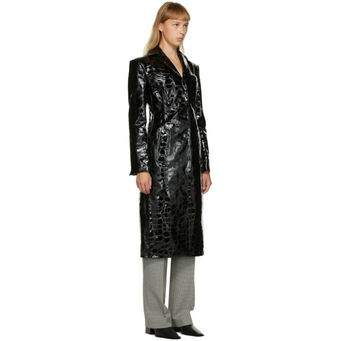 Alexander Wang Black Croc Single-Breasted Coat Alexander Wang
