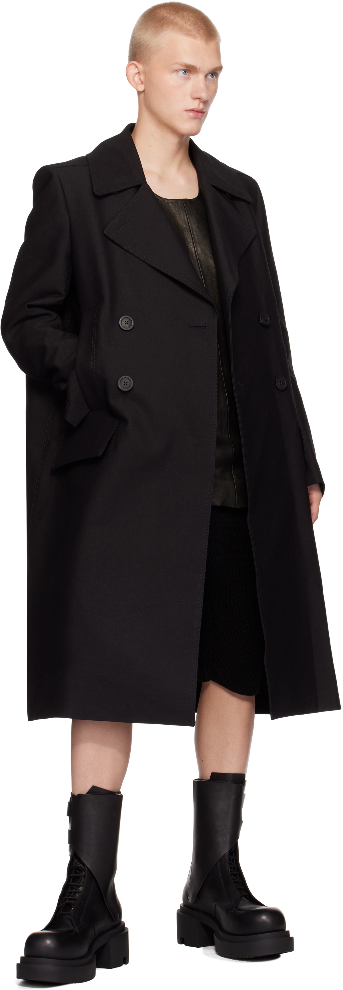 Rick Owens Black Porterville Slim Drella Coat Rick Owens