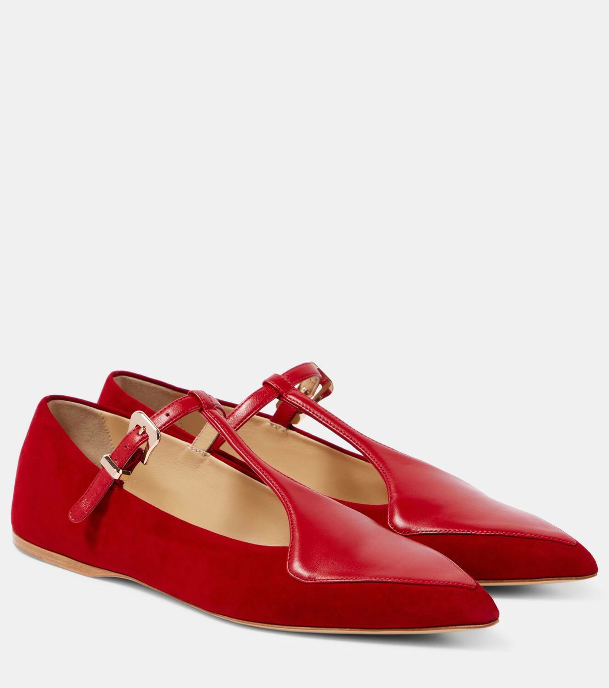 【Gabriela Hearst】 Livレザーアンドスエード Mary Janeフラッ Gabriela Hearst Liv leather and suede Mary Jane flats