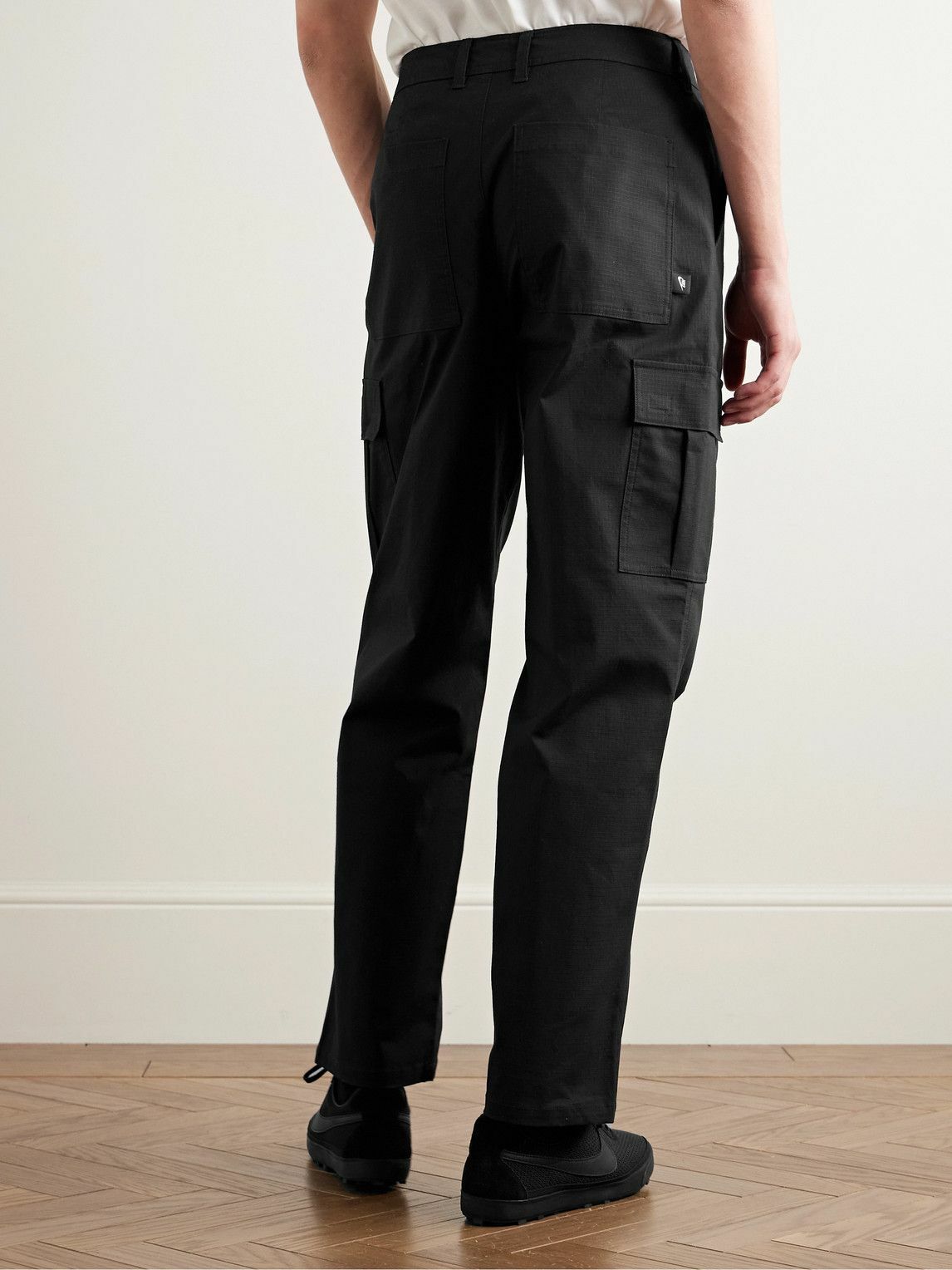 Nike - Club Straight-Leg Logo-Embroidered Cotton-Blend Ripstop Cargo Trousers - Black