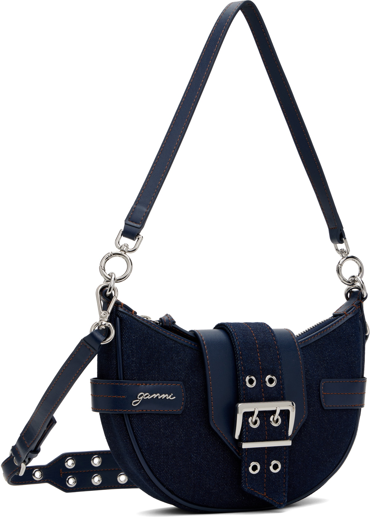 GANNI Navy Denim Small Bucky Crossbody Bag