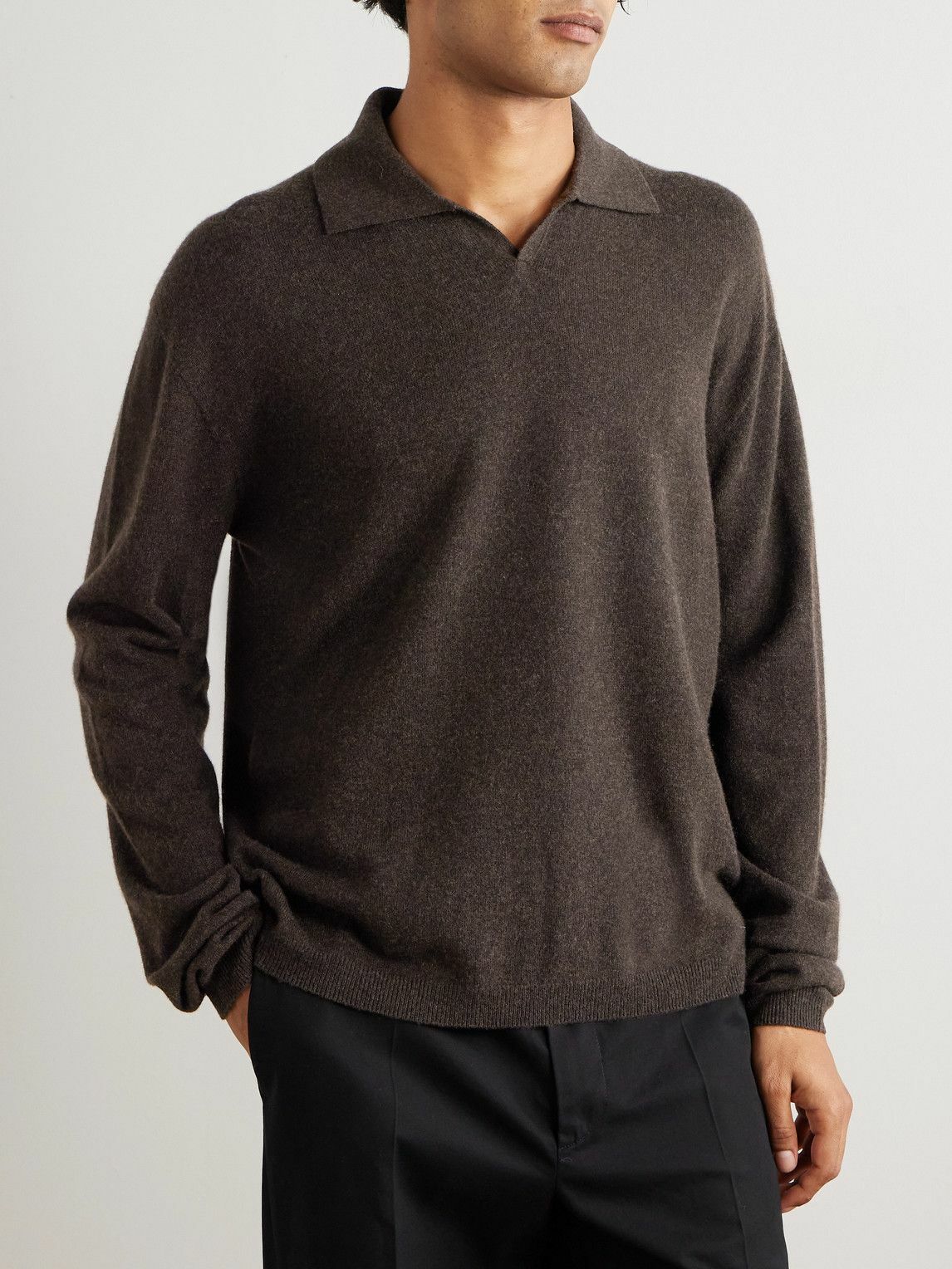 The Row - Franz Cashmere Polo Shirt - Brown