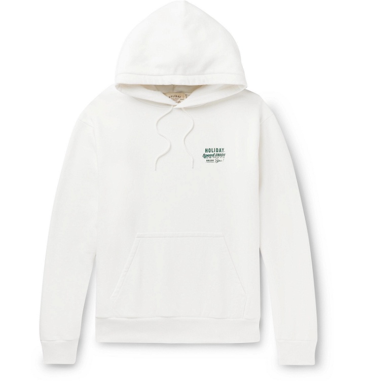 Photo: Holiday Boileau - Printed Loopback Washed-Cotton Jersey Hoodie - White