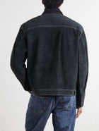 RRL - Chrysler Corduroy-Trimmed Suede Jacket - Blue